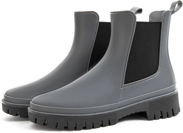 Women's Short Rain Boots Waterproof Chelsea Rain Boots For