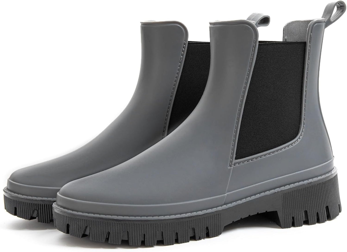 Women's Short Rain Boots Waterproof Chelsea Rain Boots For
