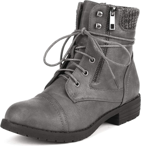 DREAM PAIRS Women's Lace Up Combat boots Ankle Booties