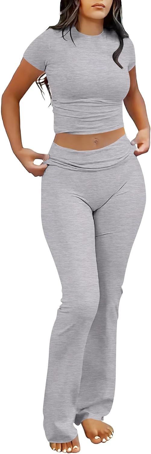 Lounge Sets For Women 2 Piece Foldover Yoga Flare Leggings