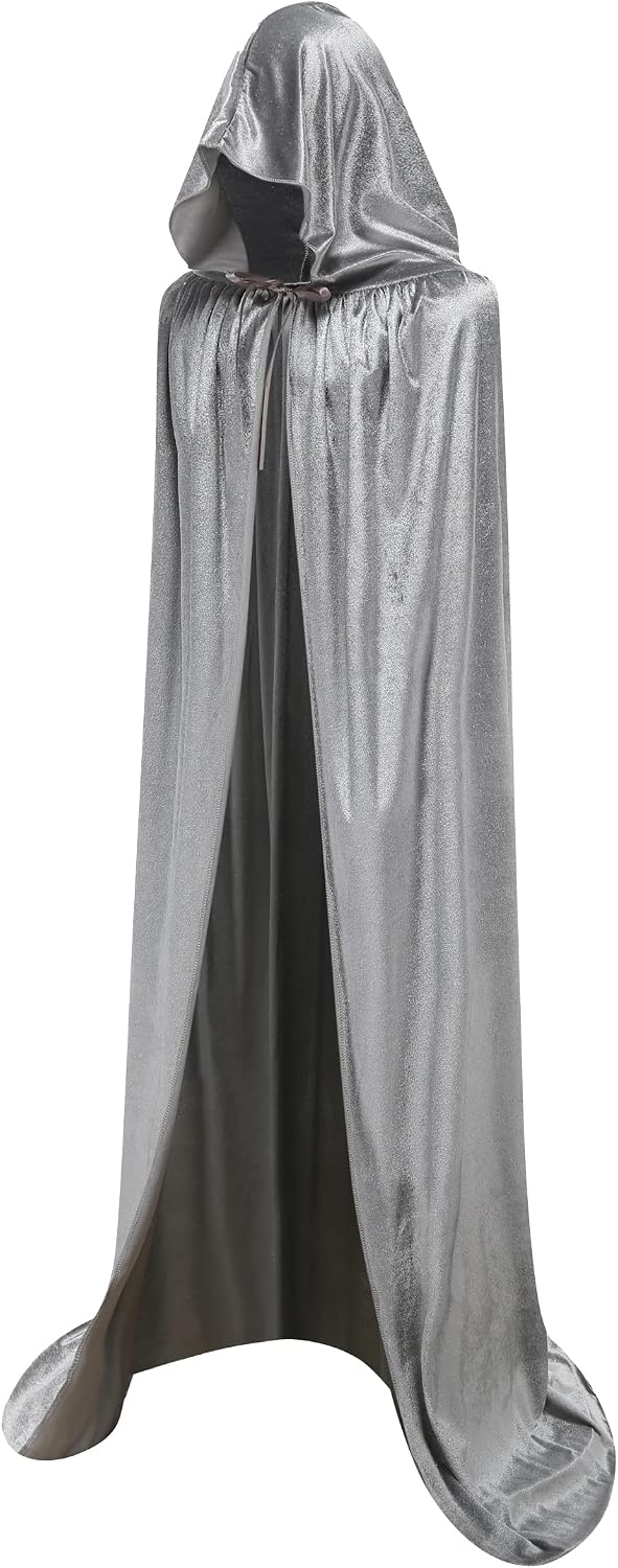 LHJ Unisex Full Length Hooded Robe Cloak Long Velvet Cape Cosplay Costume