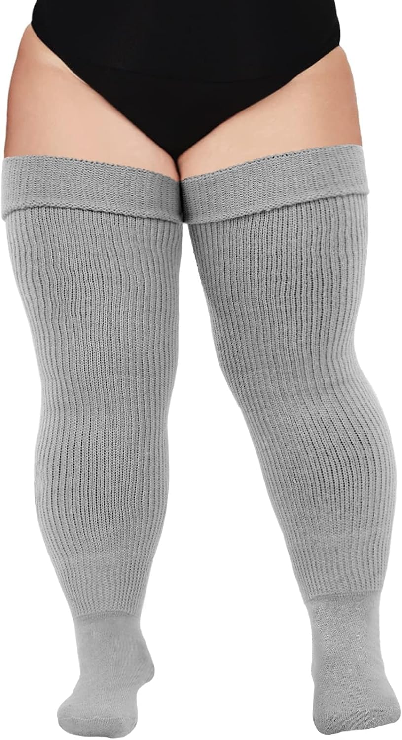 Moon Wood Plus Size Thigh High Socks for Thick Thighs- Women Extra Long Over the Knee Stockings- Halloween Socks Leg Warmers