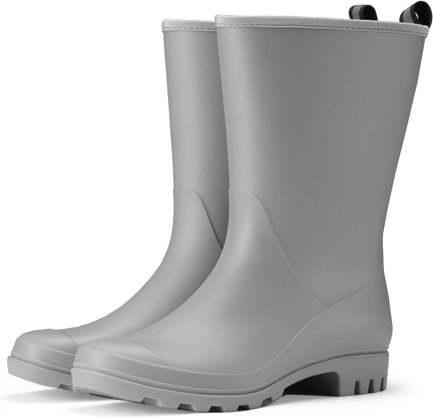Hisea Women Rubber Boots Wide Calf Rain Boots Matte Surface Waterproof