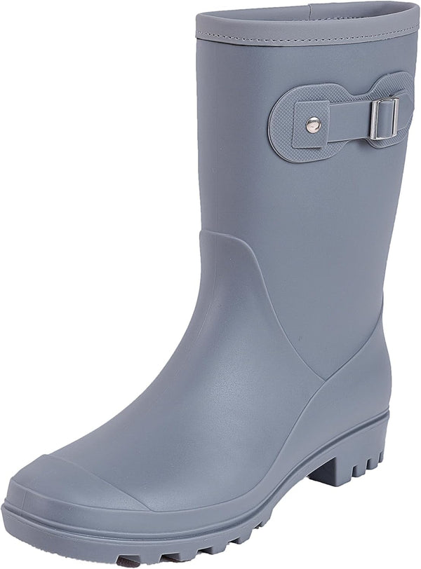 Women's Mid Calf Rain Boots Waterproof Fashion Shoes