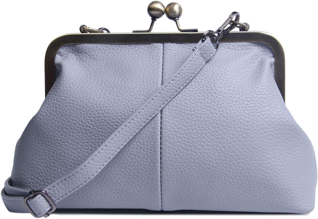 Women Classical Kiss Lock Clutch with Chain Strap Shoulder Bag Purse Wallet