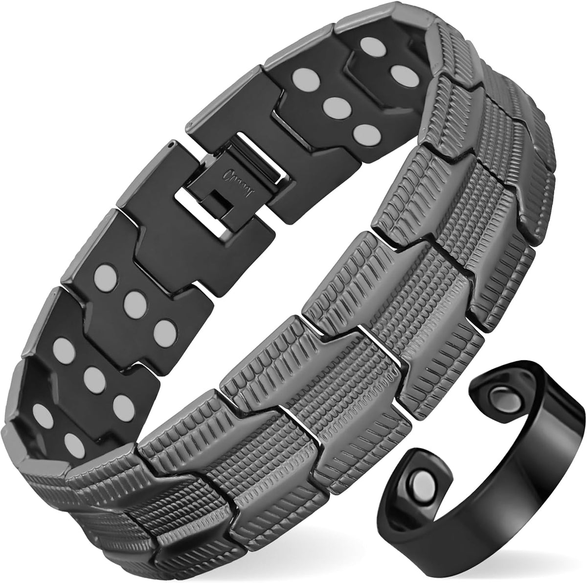 Copper Bracelet for Men-3X Strength Magnetic Bracelet-Ring Set