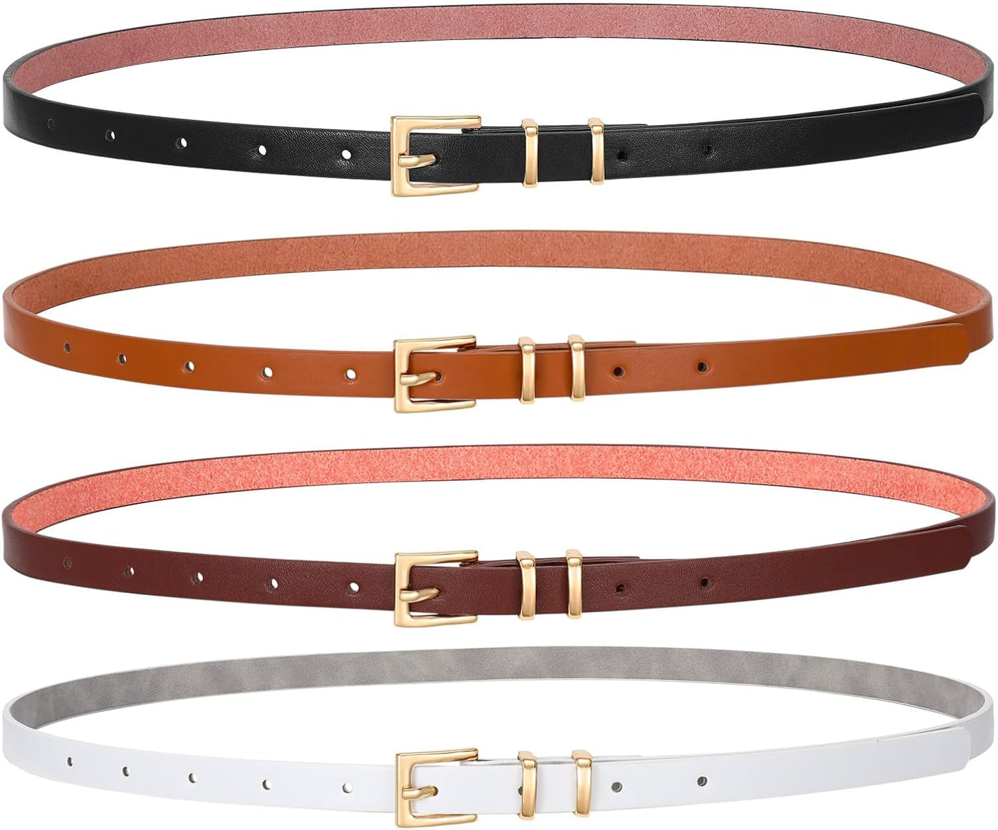 4 Pack Women Belt With Gold Alloy Buckle