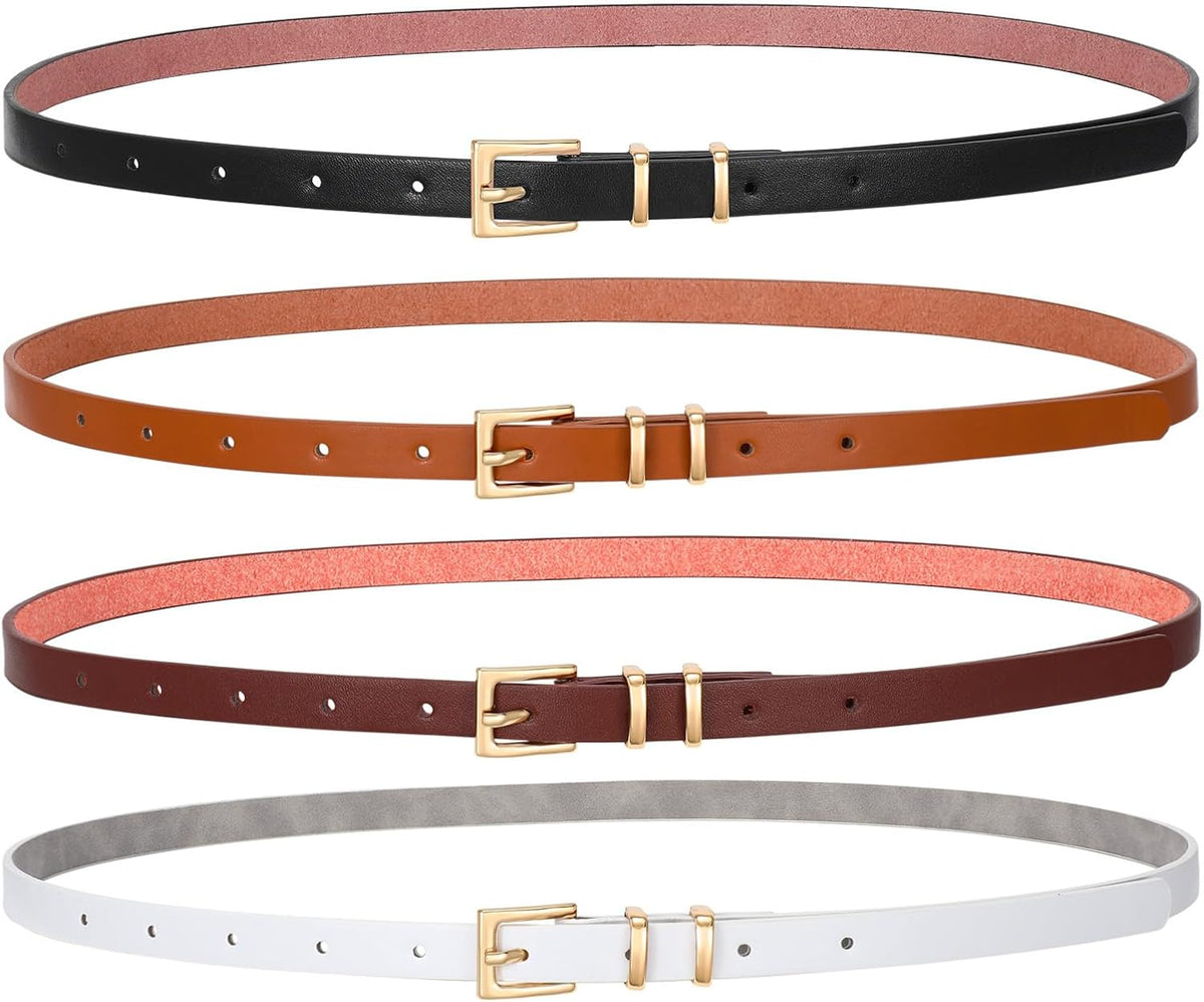 4 Pack Women Belt With Gold Alloy Buckle