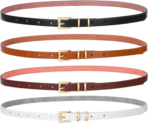 4 Pack Women Belt With Gold Alloy Buckle