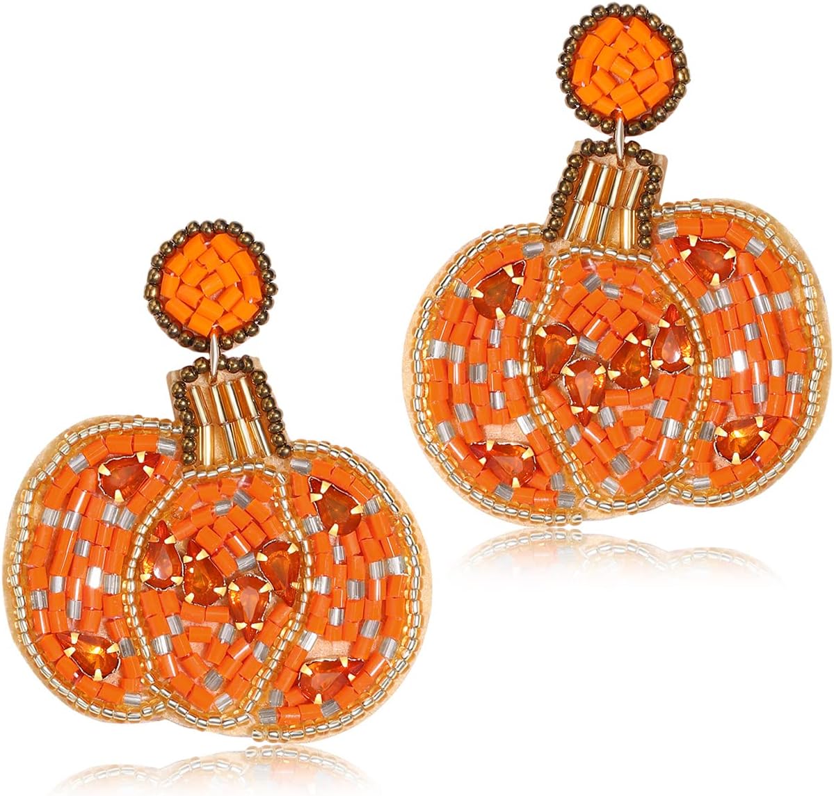 Halloween Earrings for Women Cute Pumpkin Ghost Beaded Dangle Earrings Statement Spooky Skull Witch Hat Boo Trick Treat RIP Earrings Fun Halloween Holiday Costumes Party Jewelry Gifts Secondary image