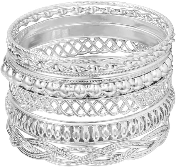 16Pcs Gold Bangle Bracelets for Women - Multi Layer Stackable Textured Bracelets Boho Jewelrys Set.