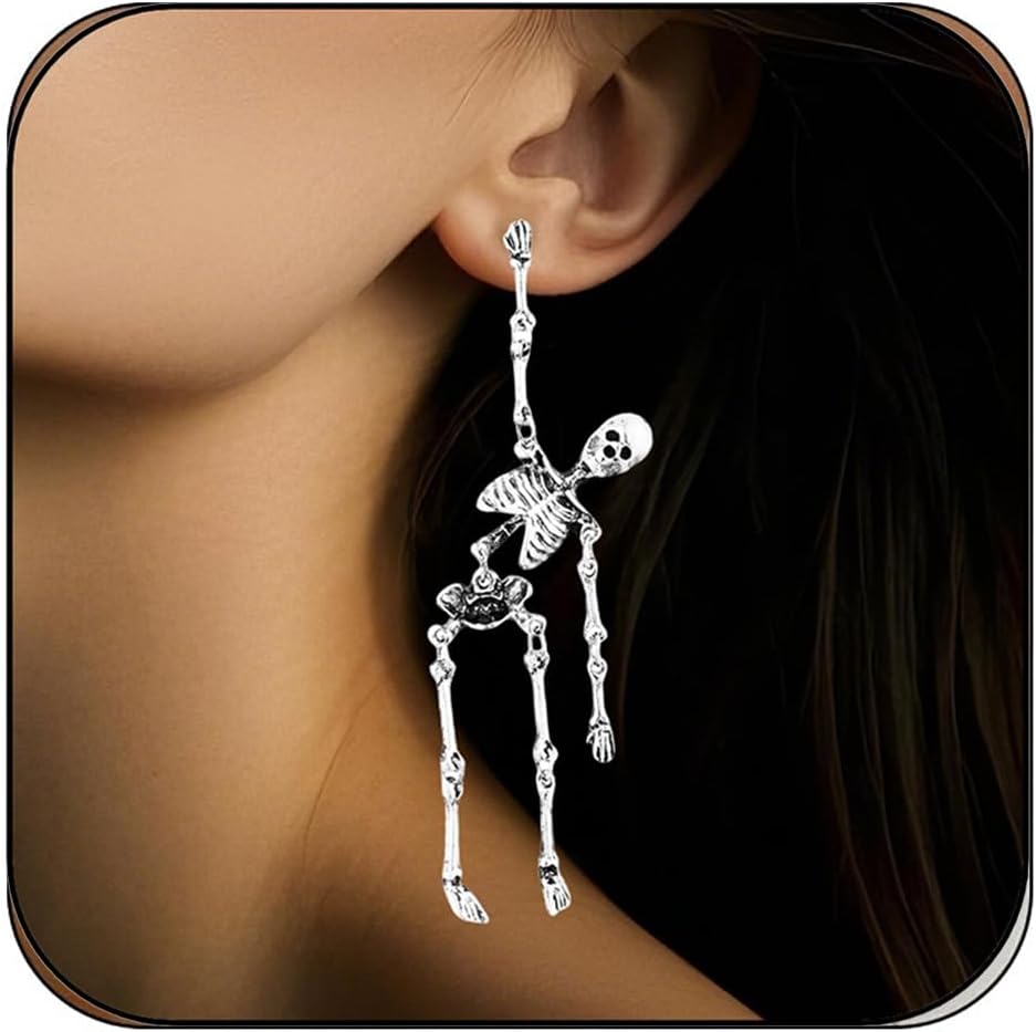 Punk Halloween Earrings Skeleton Skull Dangle Pumpkin Bat Spider Terror Earrings
