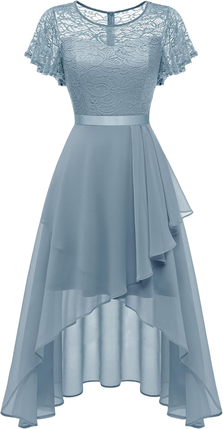 Wedtrend Women's Formal Wedding Guest Dress Ruffle Bridesmaid Dress Flutter Sleeve Prom Dresses for Teens