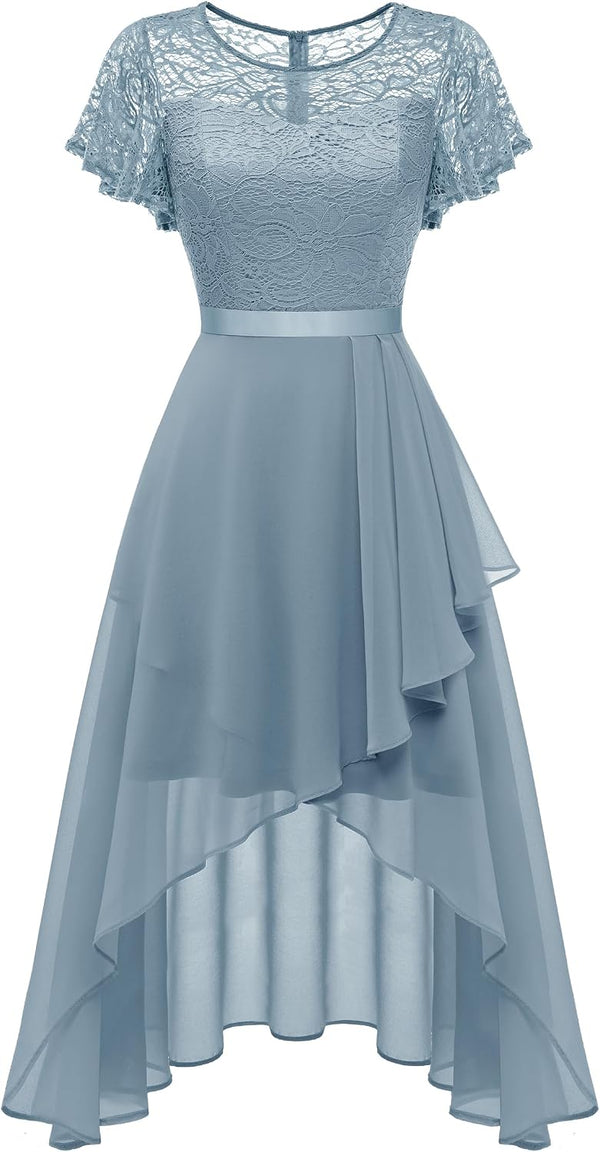 Wedtrend Women's Formal Wedding Guest Dress Ruffle Bridesmaid Dress Flutter Sleeve Prom Dresses for Teens