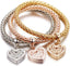 SILANER Crystal Charms Multilayer Bracelets - 3PCS Gold/Silver/Rose Gold Corn Chain Bracelet for Women, Tree of Life Heart Shaped Stretch Bracelet