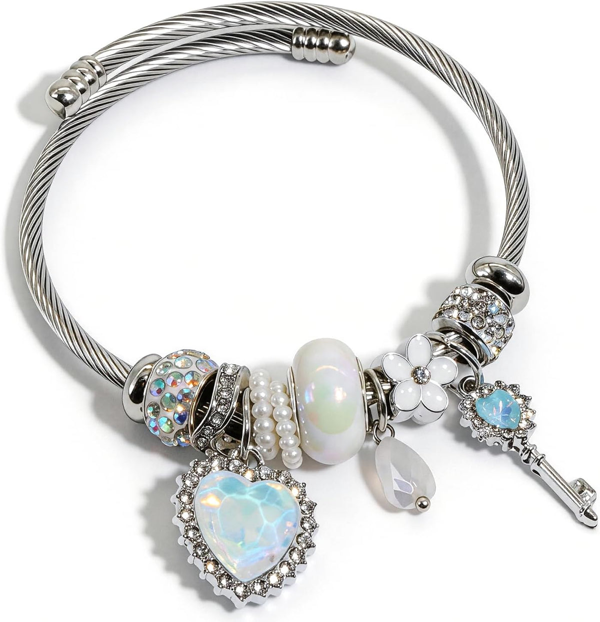 Charm Bracelets for Womens,Exquisite Cute Cartoon Friendship Silver Bracelets Stainless Steel Bangle, Womens Jewelry Suitable for Holiday Gifts and Birthday Gifts