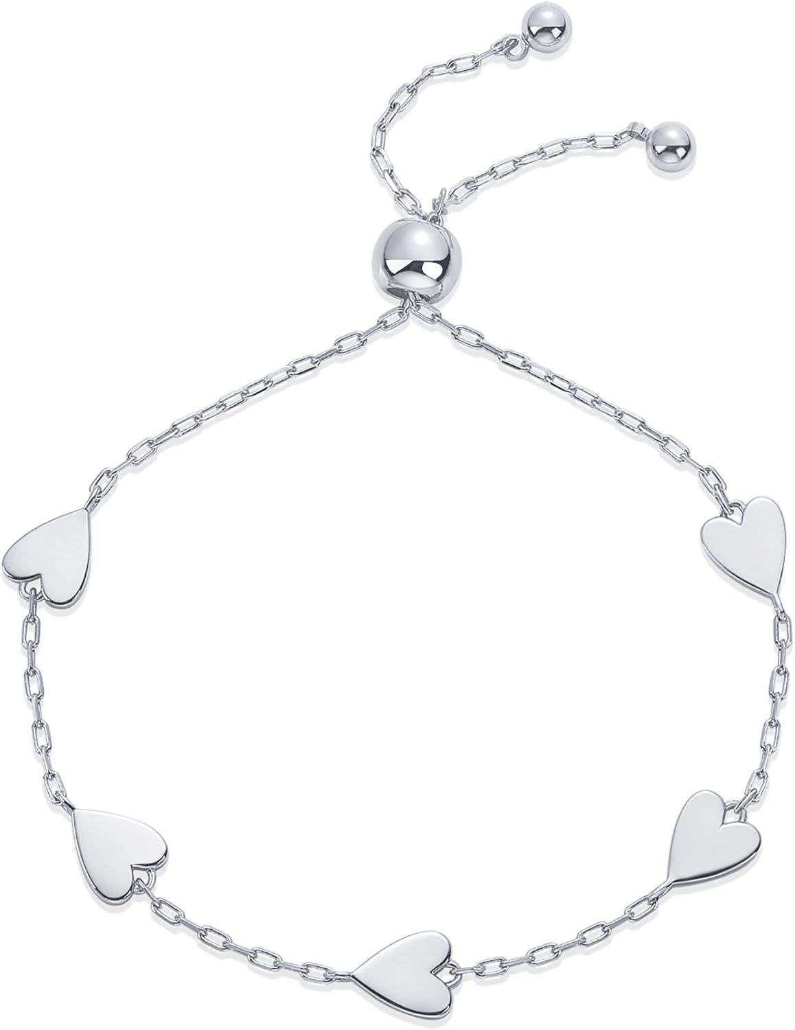 PAVOI Friendship Bracelets for Women, 14K Gold Plated Heart Charm Set