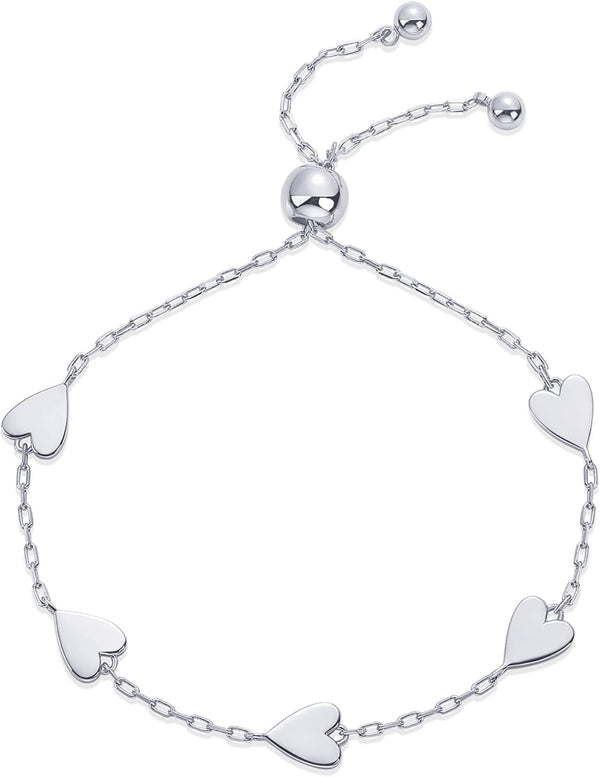 PAVOI Friendship Bracelets for Women, 14K Gold Plated Heart Charm Set