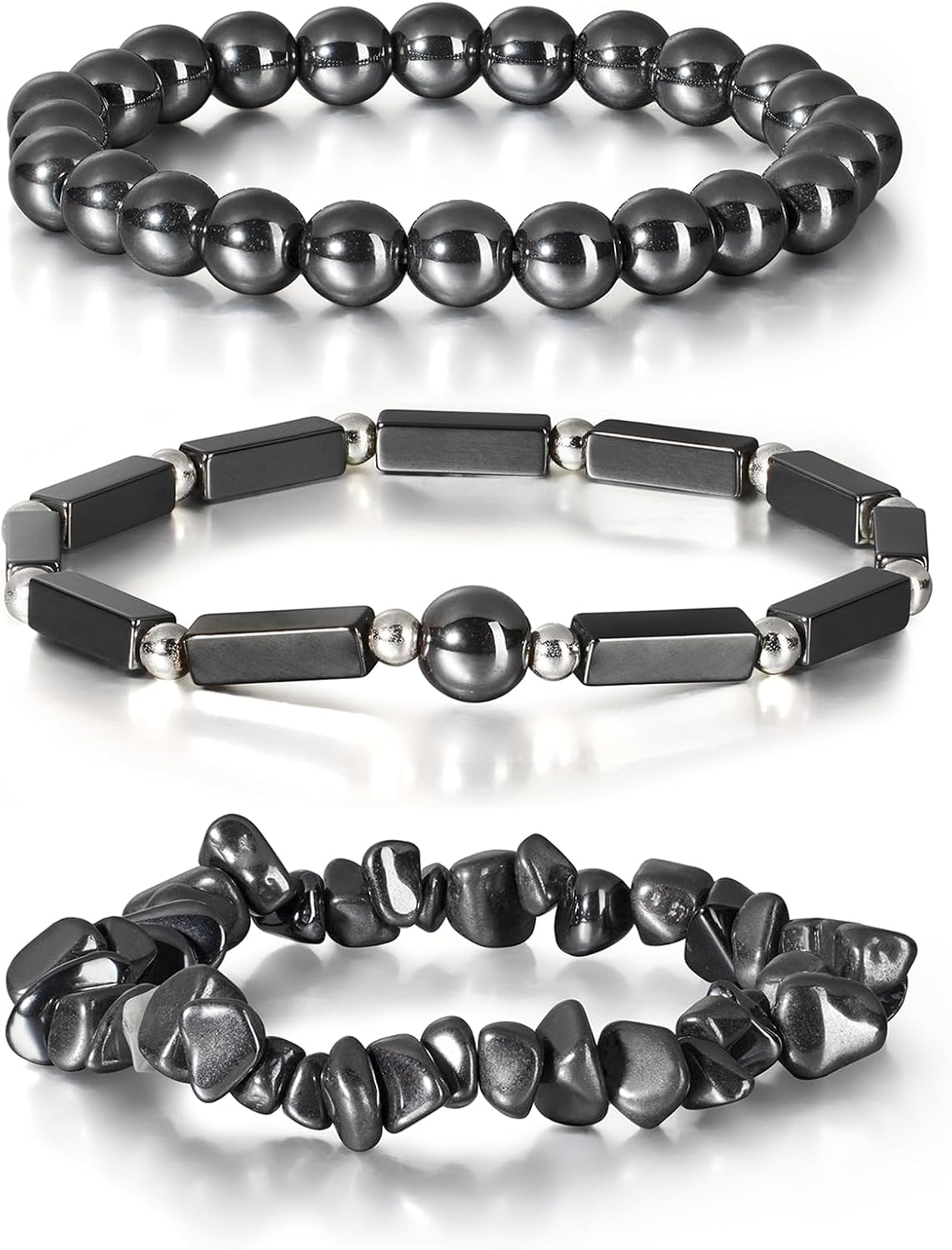 3Pcs Natural Stone Bracelets for Women 8mm Crystal Beaded Bracelets Handmade Stretch Bracelet Healing Crystal Jewelry for Women