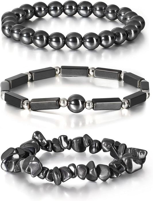 3Pcs Natural Stone Bracelets for Women 8mm Crystal Beaded Bracelets Handmade Stretch Bracelet Healing Crystal Jewelry for Women