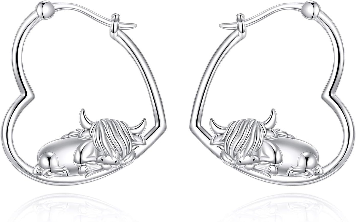 YFN Animal Earrings Sterling Silver Animal Heart Hoop Dangle Earrings Cute Jewelry Gifts for Women