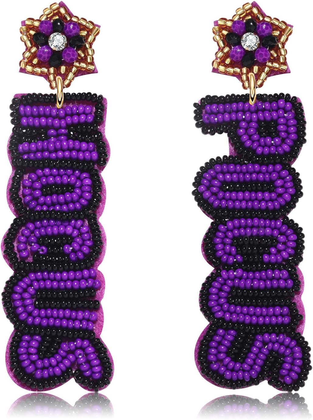 Halloween Beaded Boo Earrings for Women - Spooky Ghost Pumpkin Drop Dangle Jewelry - Handmade Gothic Costume Party Holiday Festive Gifts Secondary image