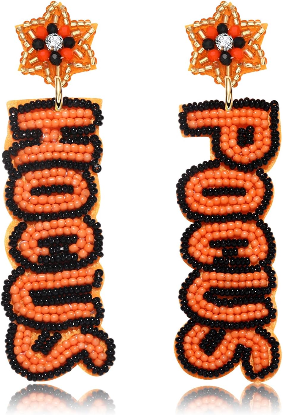 Halloween Beaded Boo Earrings for Women - Spooky Ghost Pumpkin Drop Dangle Jewelry - Handmade Gothic Costume Party Holiday Festive Gifts
