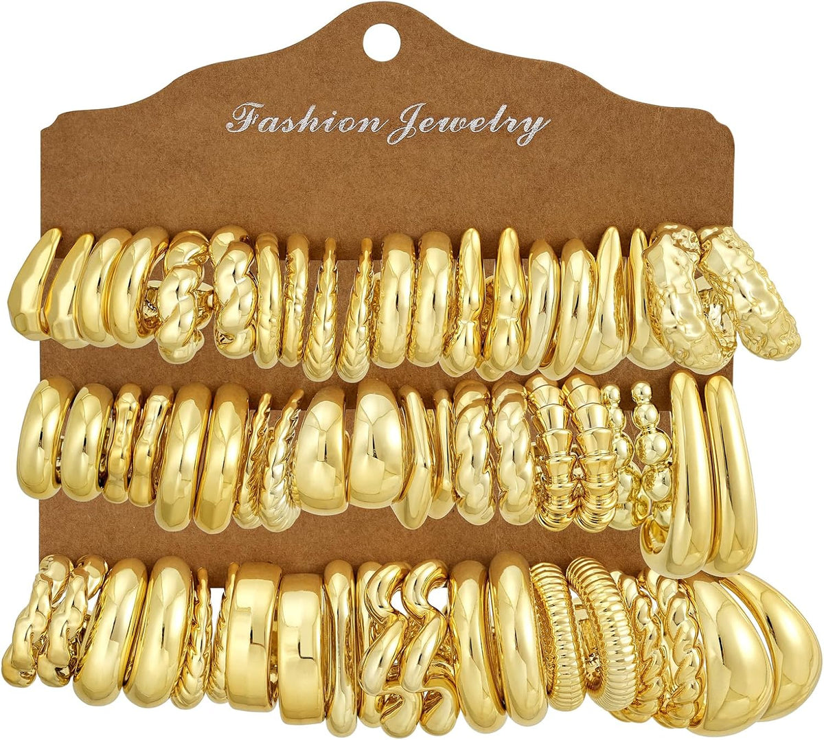 30 Pairs Chunky Gold Hoop Earrings for Women, Multipack Jewelry for Gift
