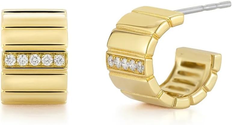 14K Gold Plated Illusion Stud Earrings for Women | Triple Huggie Hoop Earrings for One Hole| Trendy Simple Hypoallergenic Fashion Accessories Gold