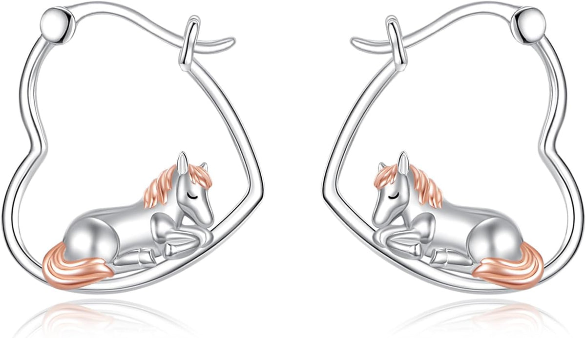 YFN Animal Earrings Sterling Silver Animal Heart Hoop Dangle Earrings Cute Jewelry Gifts for Women