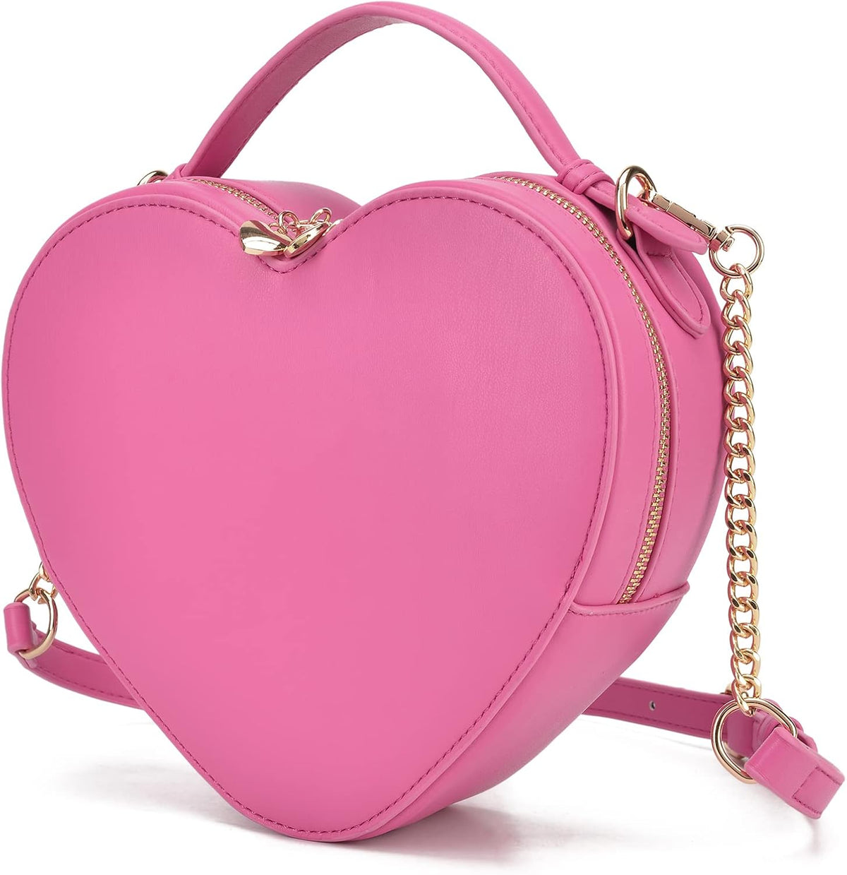 Heart-Shaped Zip-Around Crossbody Purse