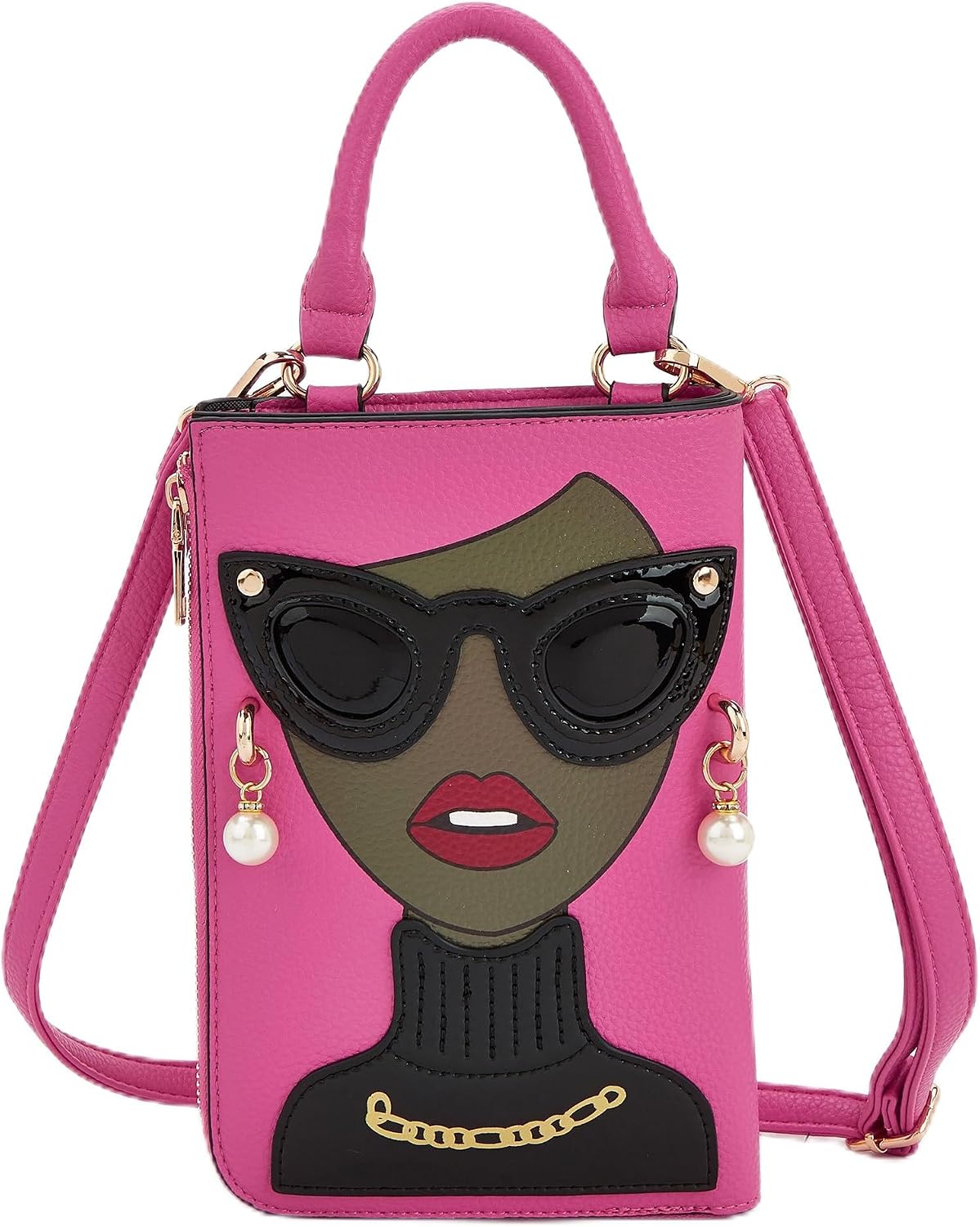 Women Novelty Lady Face Shoulder Bags Funky PU Leather Top Handle Satchel Handbags Clutch Purse for Women