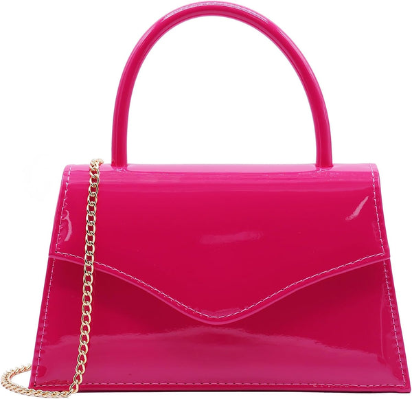 Patent Leather Top-Handle Evening Clutch
