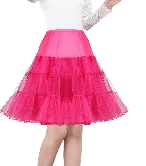Women's 50s Vintage Petticoat 26" Crinoline Rockabilly Tutu Skirt Slip S-3XL
