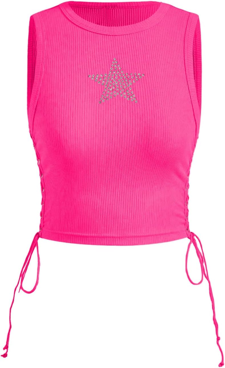 SOLY HUX Women's Tank Tops Y2K Summer Going Out Crop Top Concert Outfits
