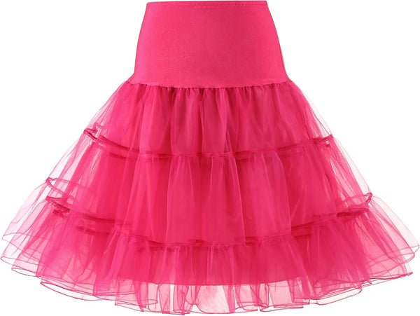 WOWBRIDAL Women's Vintage 50s Rockabilly Petticoat 25.59" Length Tutu Underskirt