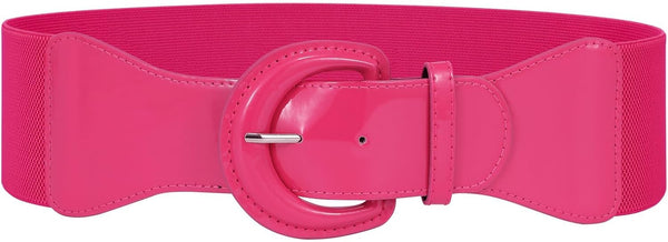 JASGOOD Women Wide Elastic Belts Vintage Chunky Buckle Patent Leather Belt