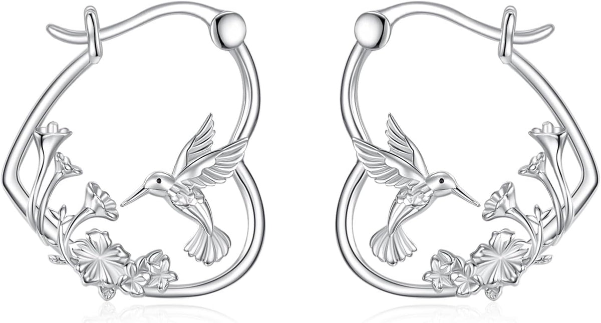 YFN Animal Earrings Sterling Silver Animal Heart Hoop Dangle Earrings Cute Jewelry Gifts for Women