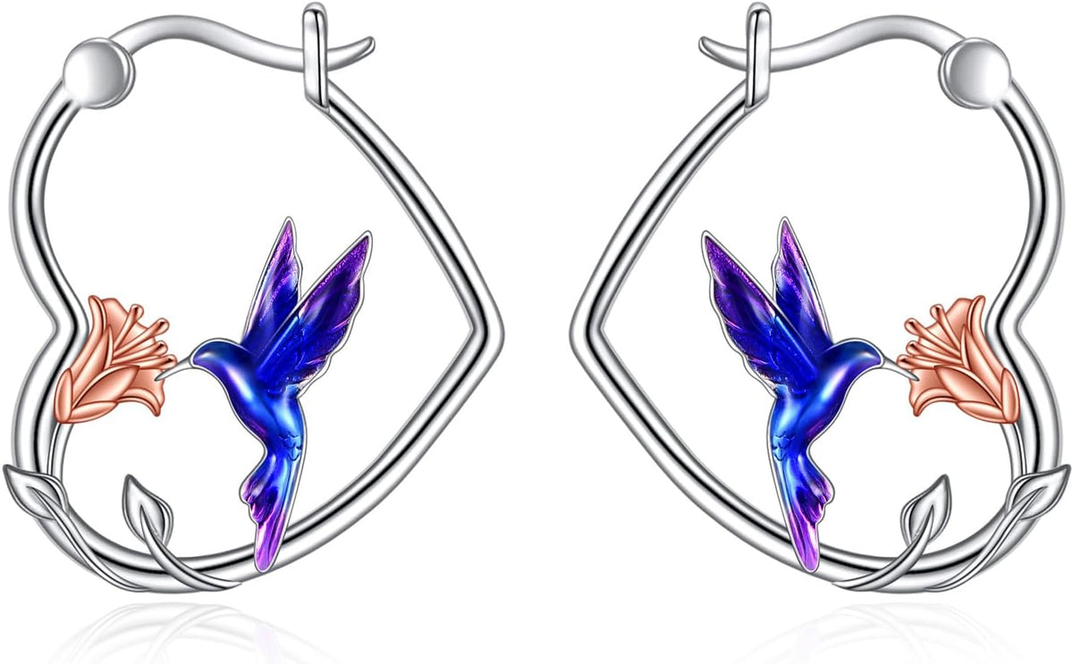 YFN Animal Earrings Sterling Silver Animal Heart Hoop Dangle Earrings Cute Jewelry Gifts for Women