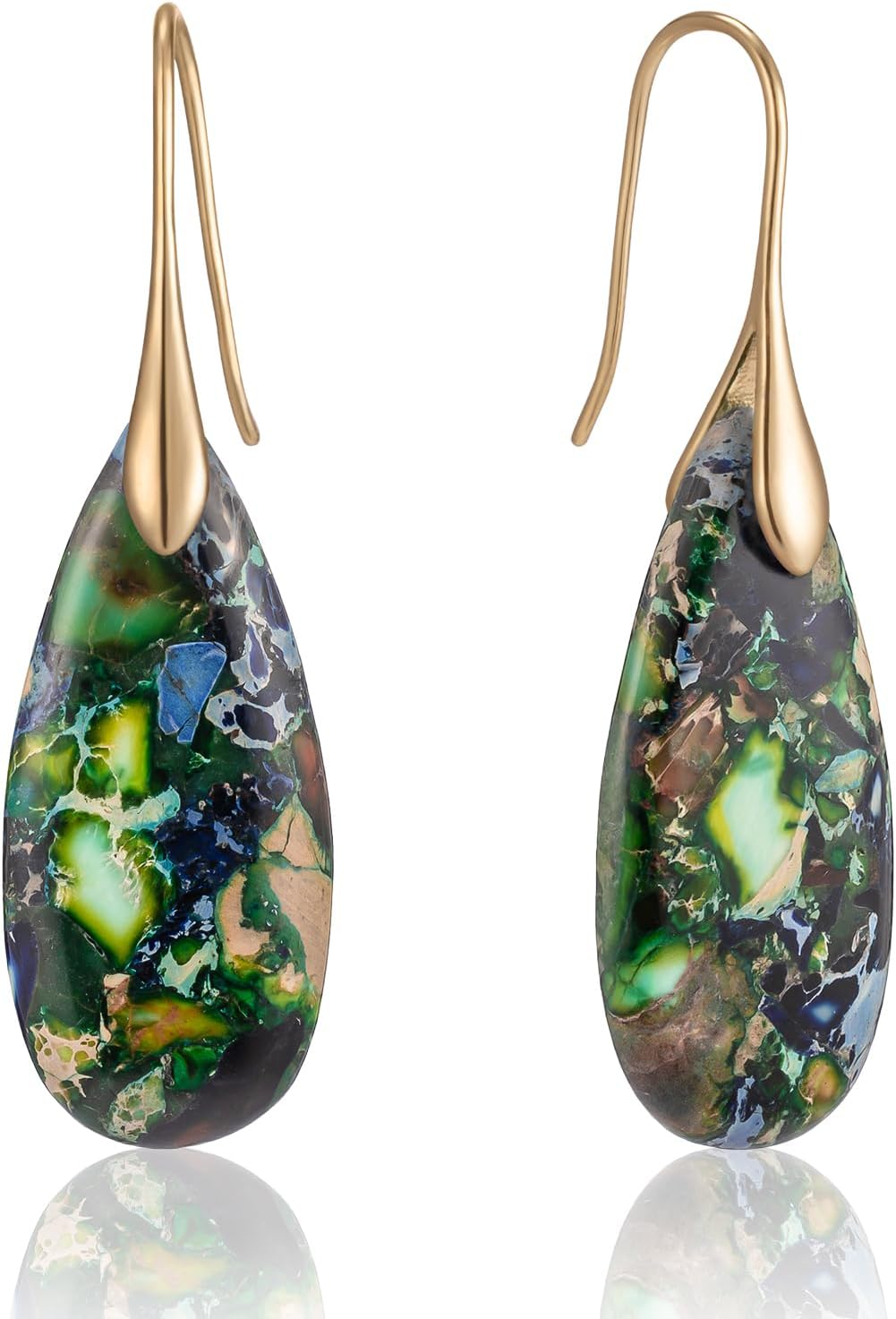 Stone Fishhook Dangle Drop Earrings