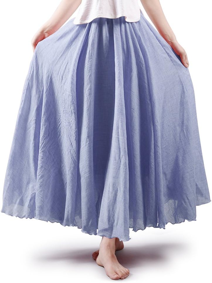 OCHENTA Boho Cotton Maxi Skirts Flowy Long A Line Skirt for Women S-L&Girls