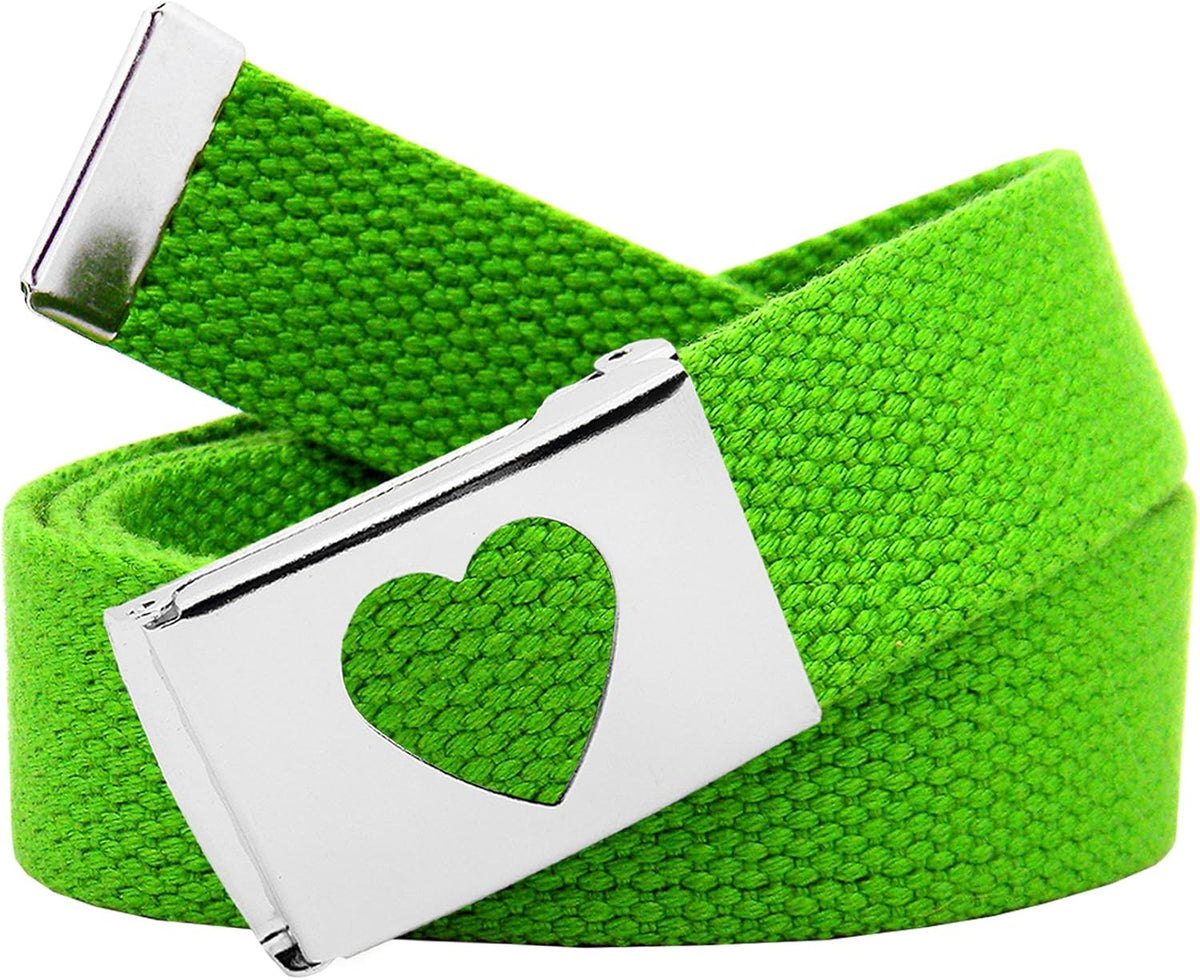 Women's 1.25" Wide Heart Silver Flip Top Belt