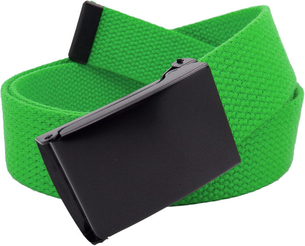 Women's 1.25" Wide Black Flip Top Military Belt Buckle With Canvas