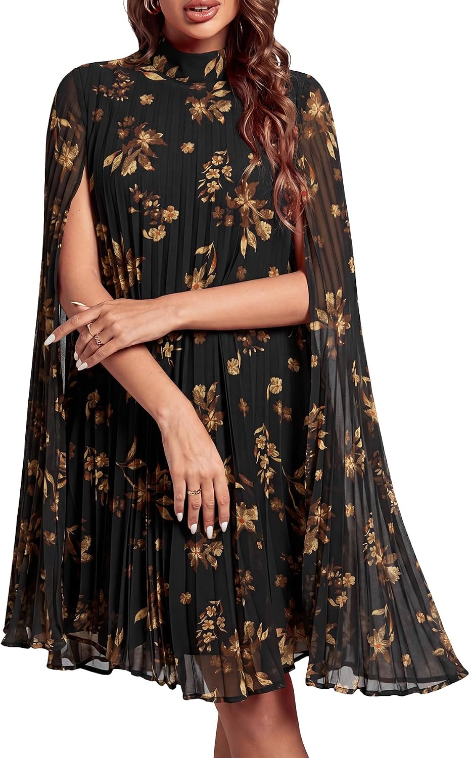 Women's Cloak Sleeve Party Midi Dress
