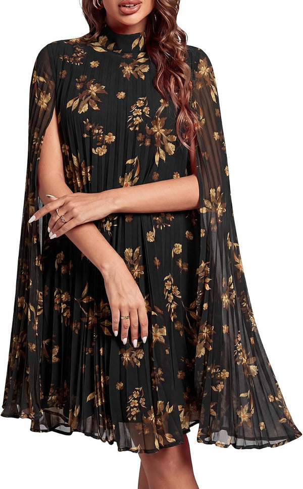 Women's Cloak Sleeve Party Midi Dress