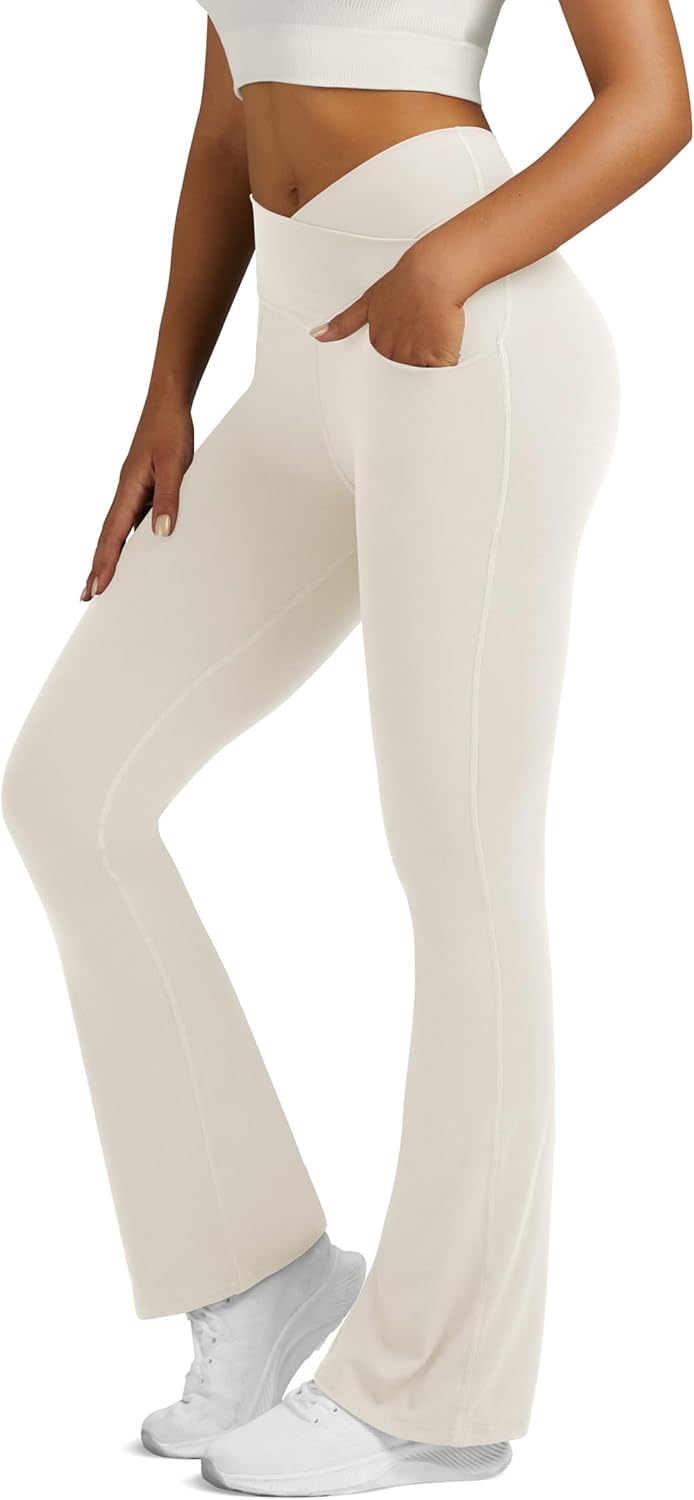 Flare Leggings For Women Yoga Pants With Pockets High Waisted