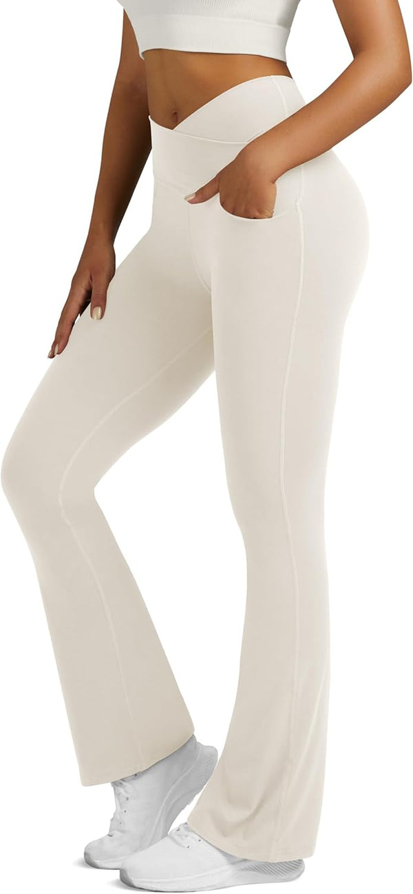 Flare Leggings For Women Yoga Pants With Pockets High Waisted