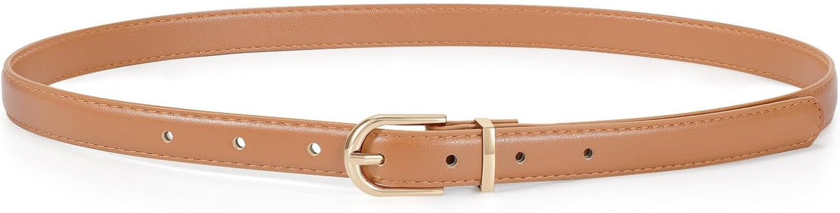 Womens Skinny Leather Belt Ladies Thin Faux Leather Belt With