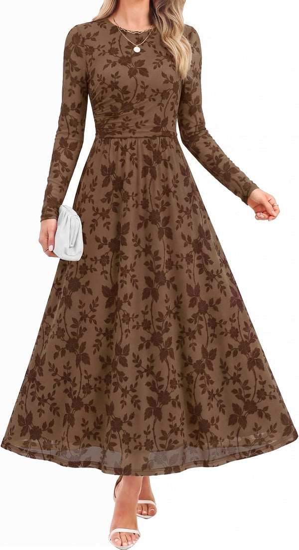 ZESICA Women's Fall Long Sleeve Wedding Guest Dresses