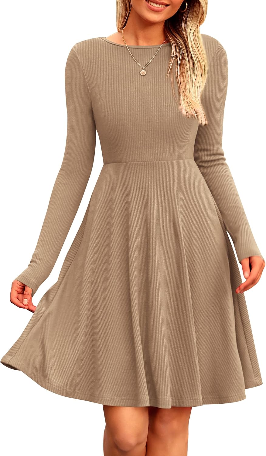 PRETTYGARDEN Women's Fall Casual Long Sleeve Short Dress